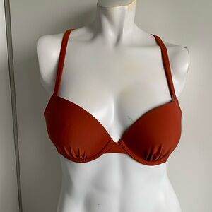 36B Aerie Perkier push-up terra colored strappy underwire swim bikini top
